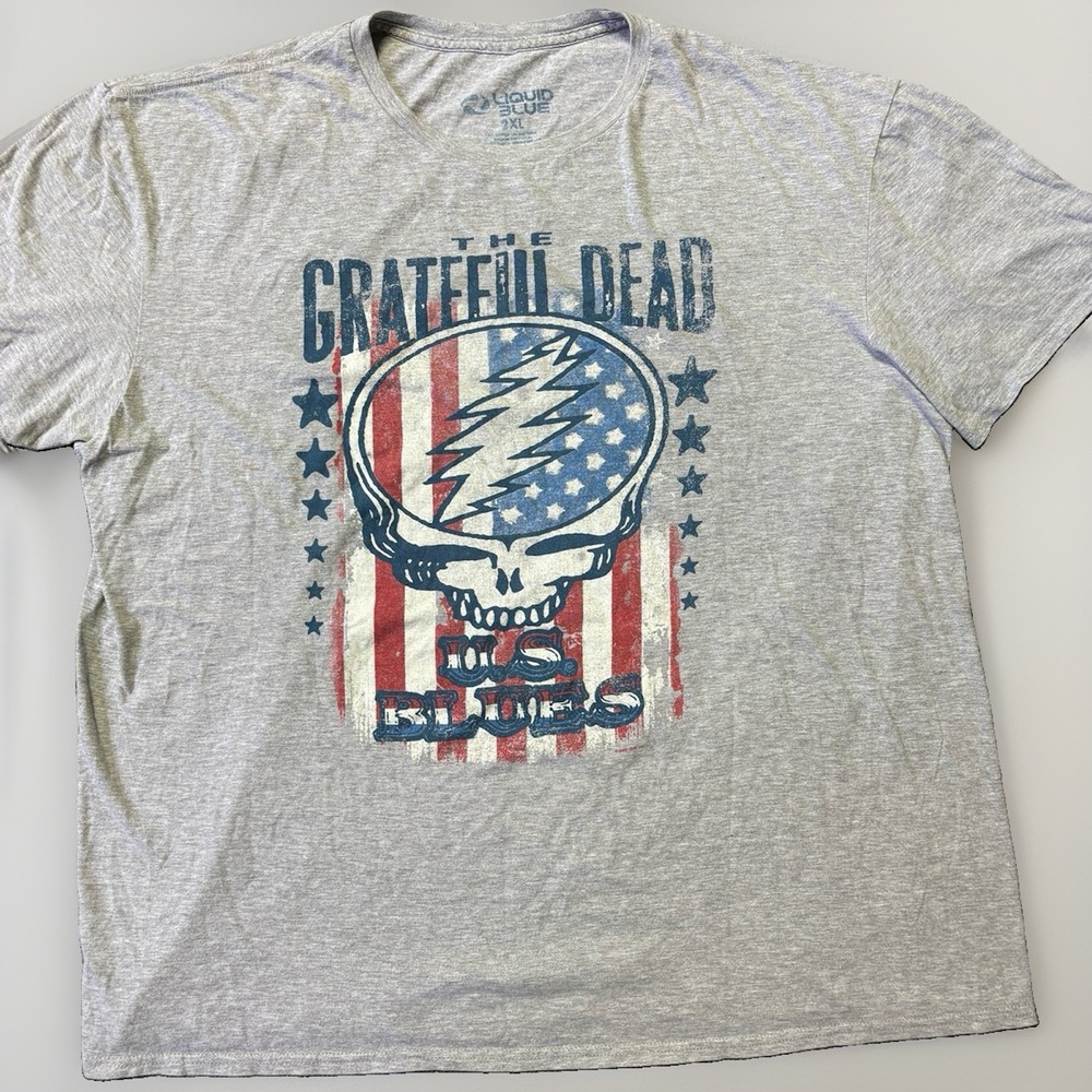 Grateful Dead Liquid Blue T Shirt Mens 2XL Gray 2000 US Blues Graphic Vintage
